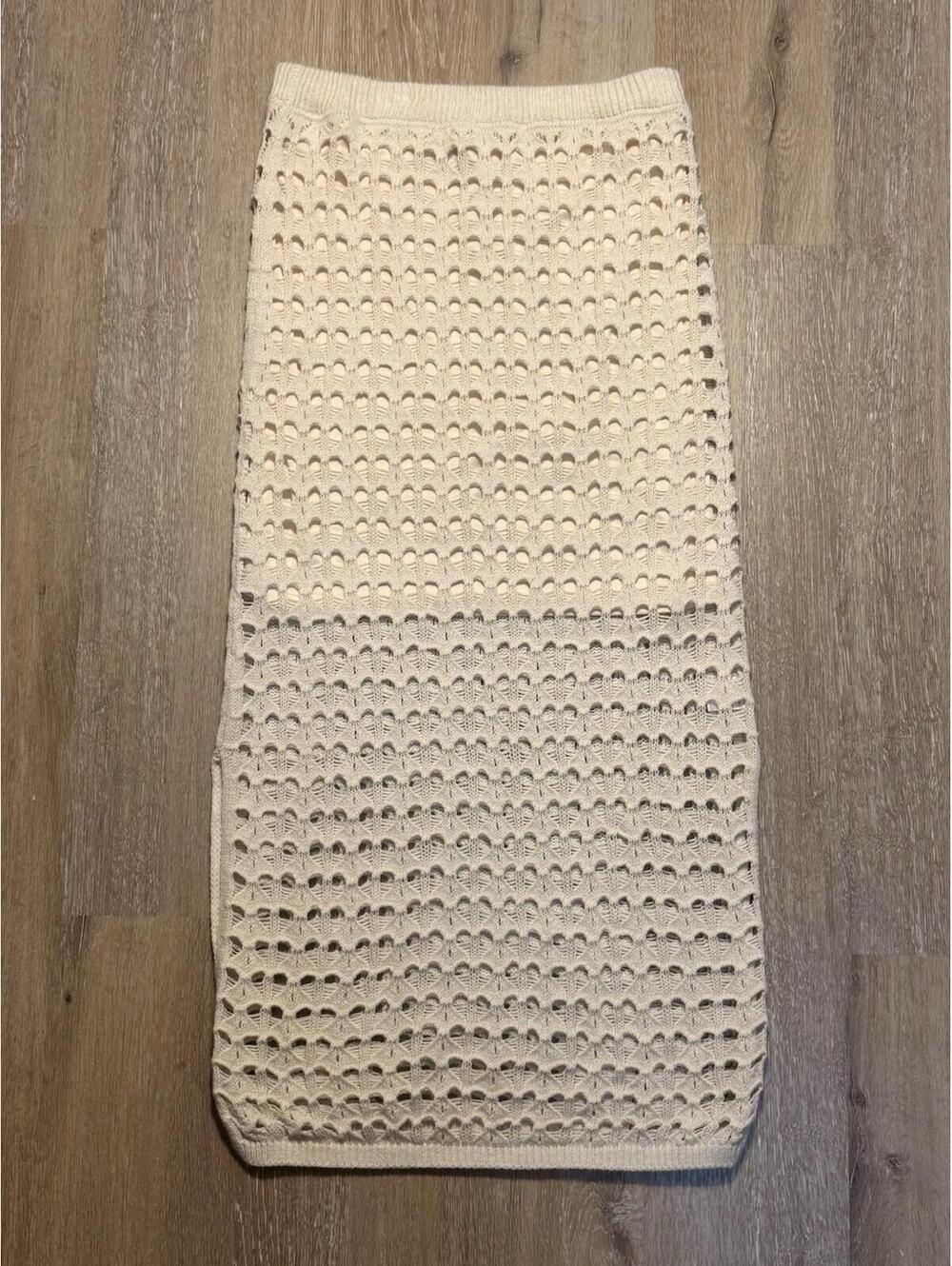 Cute Crochet Long Skirt Beach Skirt - Freshman 1996 - Size M Cotton Boho Stretch